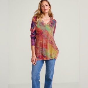 NEW Soft Surroundings Plein De Couleurs Tunic Top Watercolor Artsy Size M